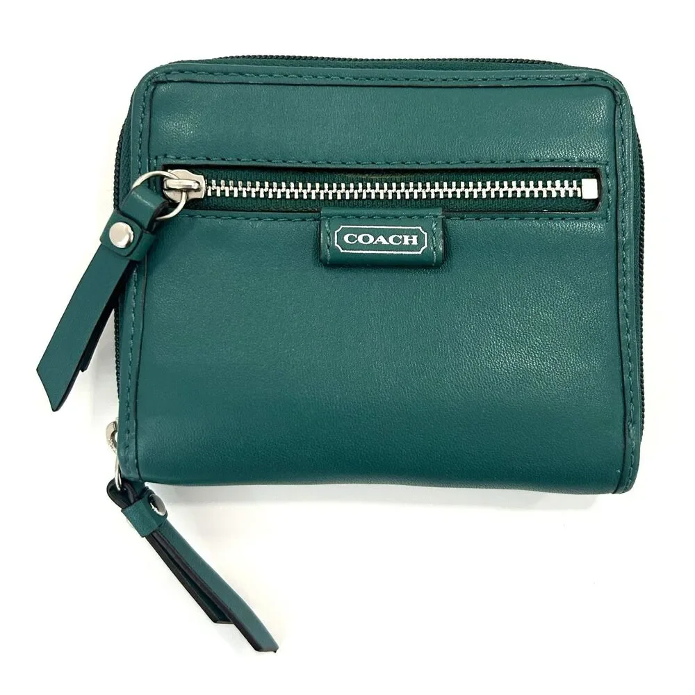 COACH Teal Leather Daisy Mia Crossbody Shoulder Bag & Matching Wallet Set